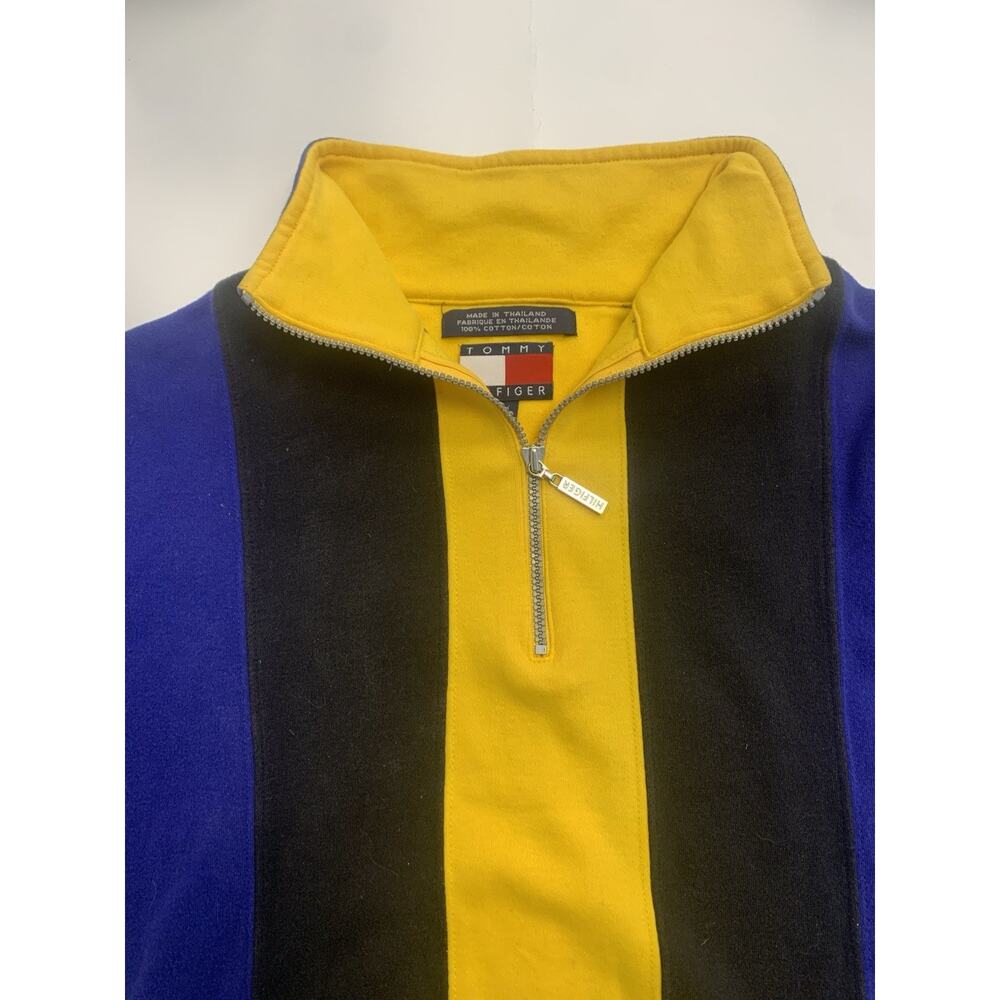 Tommy Hilfiger Vintage Colorblock Unique Men’s Small Vertical Stripe 1/4 Zip S